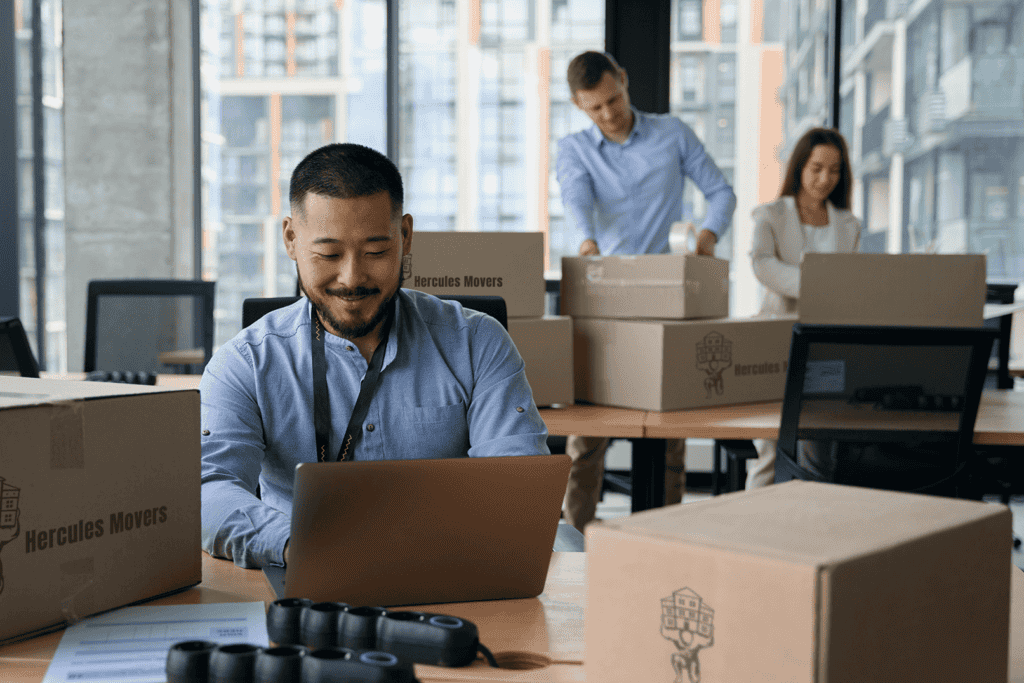 commercial movers done with packing office and business equipment